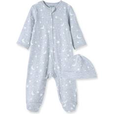 One piece hat Little Me Moon & Stars Footed One-Piece & Hat - Grey (LBQ11375N)