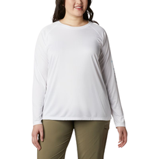 Columbia Women’s PFG Tidal Tee II Long Sleeve Plus - White/Cirrus Grey Logo