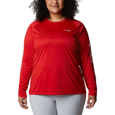 Columbia Women’s PFG Tidal Tee II Long Sleeve Plus - Red Spark/White Logo