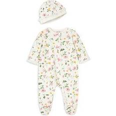 1-3M Pajamases Little Me Floral Leaf Footie& Hat Set - White (LBQ11372N)