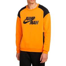 Nike Jordan Jumpman Fleece Crew Sweatshirt - Light Curry/Black