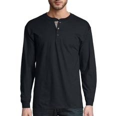 Hanes Beefy-T Henley Long-Sleeve T-shirt - Ebony