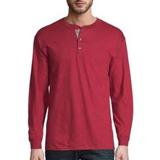 Hanes Beefy-T Henley Long-Sleeve T-shirt - Burnt Brick