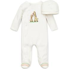 Pajamases Little Me Giraffe Footed One-Piece & Hat - White (L643855)