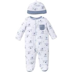 Pajamases Little Me Puppy Toile Footed One-Piece & Hat - Medieval Blue/White (LBQ04528N)