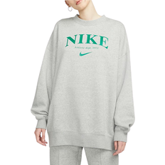 Nike Sportswear Essentials Oversized Fleece Sweatshirt Women's - Dark Grey Heather/Malachite