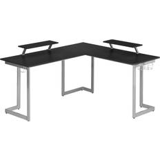 Gaming Accessories Techni Sport Warrior L Shaped Gaming Desk - Black/Silver, 1499x1600x895mm