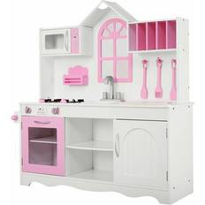 Kids cooking set Costway Kitchen Kids Cooking Pretend Play Set