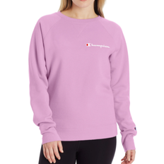 Champion Script Logo Powerblend Fleece Classic Crew Sweatshirt - Paper Orchid