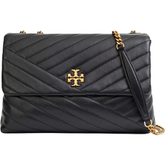 Ensfarvet - Guld/Messing - Opbevaring til laptop Skuldertasker Tory Burch Kira Chevron Convertible Leather Shoulder Bag - Black/Rolled Brass