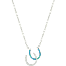 Montana Silversmiths River Lights Double Horseshoe Necklace - Silver/Transparent/Turquoise