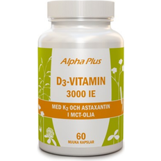 Alpha Plus D-vitaminer Vitaminer & Mineraler Alpha Plus D3 Vitamin 3000 IE K2 60 st