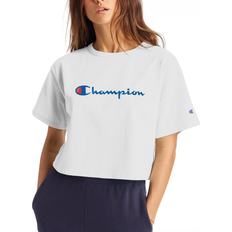 Champion Script Logo Heritage Cropped Tee - White