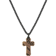 Black Necklaces Montana Silversmiths Faded Glory Cross Necklace - Black/Bronze