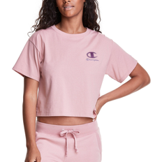 Champion Houndstooth Logo Cropped Tee - Pink Beige