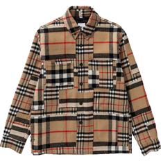 Burberry Check-Pattern Patchwork Wool Oversized Overshirt - Beige