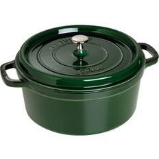 Green Casseroles Staub La Cocotte Cast iron Round Basil Green with lid 6.7 L 28 cm