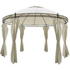 Acciaio Padiglioni vidaXL Round Gazebo with Curtains