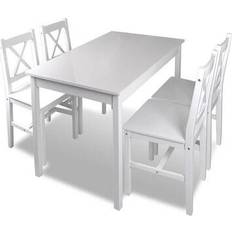 White Dining Sets vidaXL Solid Wood Dining Set 25.6x42.5" 5