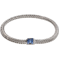 John Hardy Classic Chain Sterling Silver Lava Bracelet with Blue Sapphires