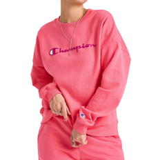 Champion Script Logo Powerblend Fleece Relaxed Crew T-shirt - Pinky Peach