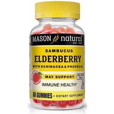 Mason Natural Sambucus Elderberry with Echinacea & Propolis Raspberry 60 Gummies