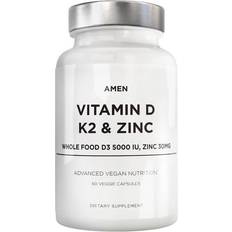 Vitamin d3 5000 k2 Codeage Amen Vitamin D K2 & Zinc Cholecalciferol D3 5000 IU Organic Whole Food Blend 60 Capsules