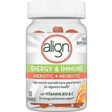 Vitamins & Supplements Align Energy & Immune Prebiotic Probiotic Orange 50 Gummies