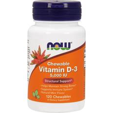 Now Foods D3-Vitamin 5000 IE 120 Tyggetabletter