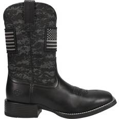 Black - Men Riding Shoes Ariat Sport Patriot Cowboy Boots - Black Deertan