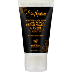 SheaMoisture African Black Soap with Shea Butter Clarifying Facial Wash & Scrub for Problem Skin 1.5 oz