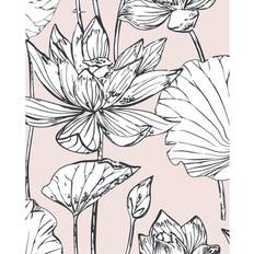 Wallpapers NextWall NextWall Peel & Stick Lotus Floral Blush & Ebony Wallpaper