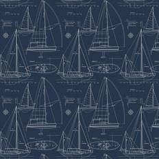 Navy blue wallpaper Etten Gallerie Sail Away Navy Blue Wallpaper blue