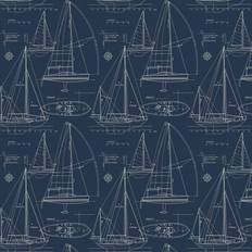Wallpapers Longshore Tides Etten Gallerie Sail Away Navy Blue Wallpaper