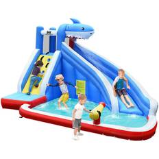 Water Slide Costway Inflatable Water Slide Shark Bounce House Castle without Blower