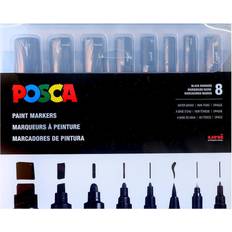 Posca black Uni Posca Black Paint Marker Set, Assorted Tips (8-Pieces)