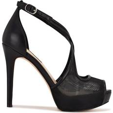 Nine West Textile Heels & Pumps Nine West Hanya Peep Toe - Black Mesh