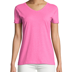 Hanes Women's X-Temp V-Neck T-Shirt - Neon Pink Heather