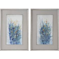 White Framed Art Uttermost Indigo Florals Framed Art 71.1x106.7cm 2pcs