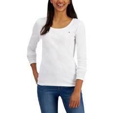 Tommy long sleeve shirts Barnkläder Tommy Hilfiger Scoop Neck Long Sleeve Top - Bright White