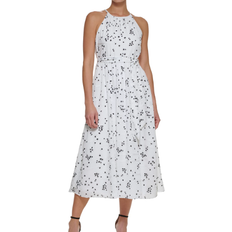 DKNY Halter Midi Dress - Ivory/Black