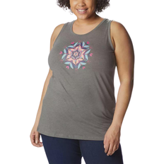 Columbia Tank Tops Columbia Bluff Mesa Tank Plus Size Women's - Charcoal Heather/Floral Leafscape