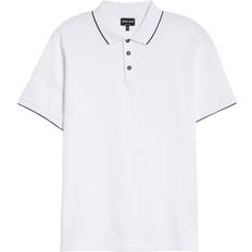 Giorgio Armani Tipped Short Sleeve Cotton Piqué Polo Shirt - Solid White