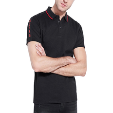 Guess Men Polo Shirts Guess Pique Logo-Taping Polo Shirt - Jet Black