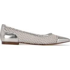 Cap Toe Ballerinas Nine West Brex Pointy Toe - Silver Mesh