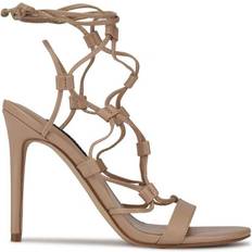 Strap Heeled Sandals Nine West Mix Ankle Wrap - Warm Blush