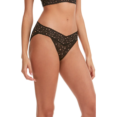 Rayon - Women Panties Hanky Panky X-Dye Leopard Print Lace Vikini - Black/ Praline