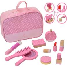 Teamson Kids Polka Dot Print Chloe Wooden Vanity Makeup Kit