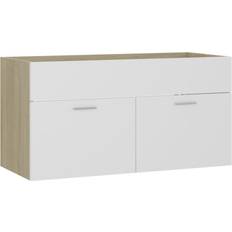 Mobiliers de Salle de Bain vidaXL Armoire D'évier Blanc Et Chêne Sonoma 90x38.5x46 cm