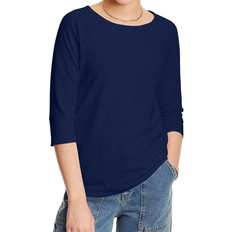 Hanes Women's Stretch Cotton Raglan Sleeve Tee - Navy